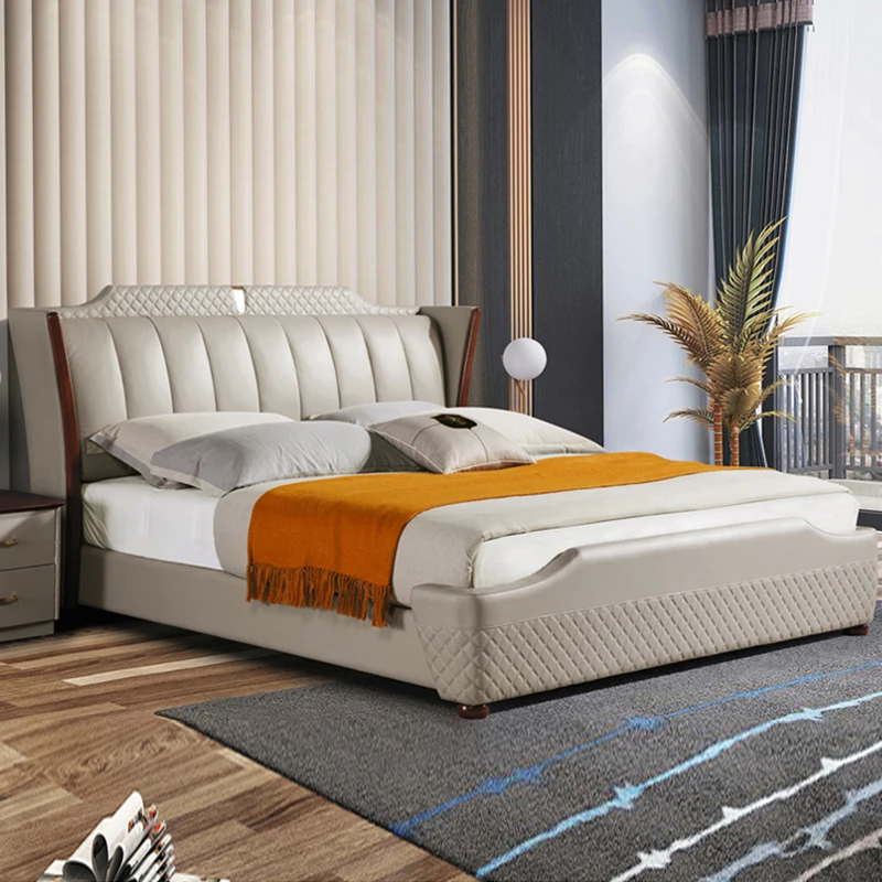 

！@Modern Nordic Style High Quality Luxury King Size Solid Wood Frame Bed