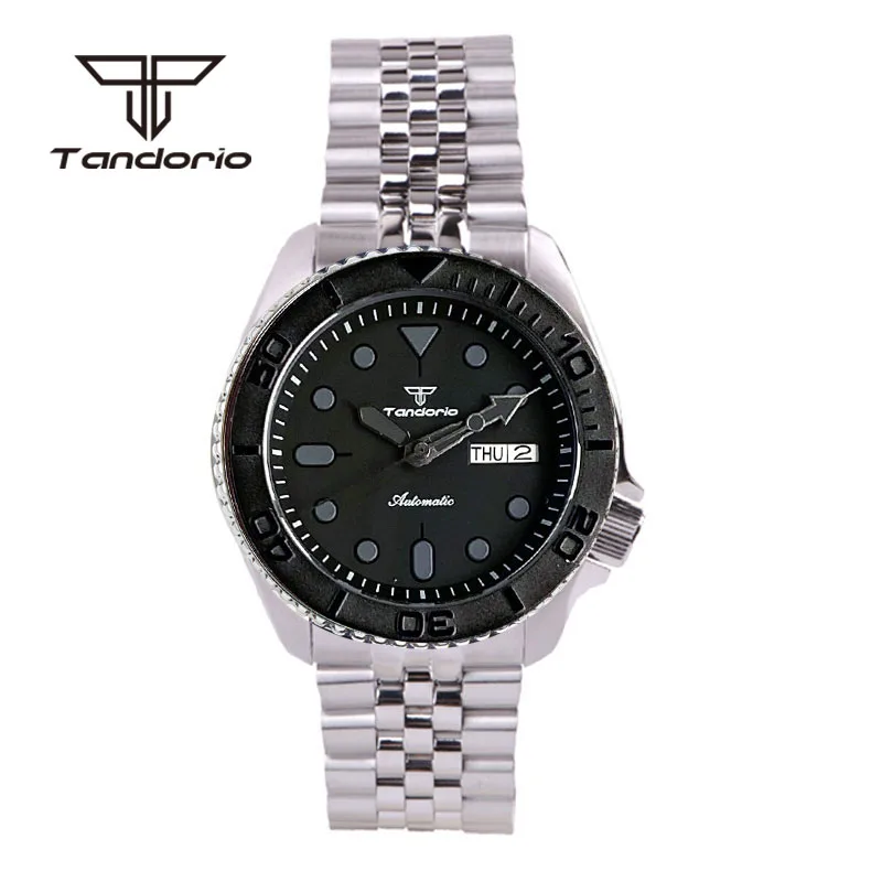 

Tandorio NH36A Stainless Steel 41mm Men's Automatic Dive Watch 20Bar Week Date Black Dial Ceramic Rotating Bezel Sapphire Glass