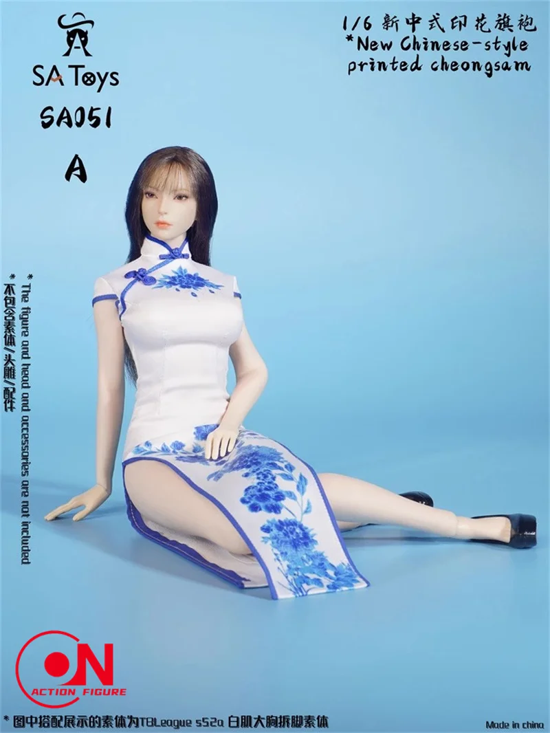 【In Stock】SA Toys SA051 1/6 Chinese-style Printed Cheongsam Female Clothes Model Fit 12'' TBL S10D S52A Soldier Action Figure