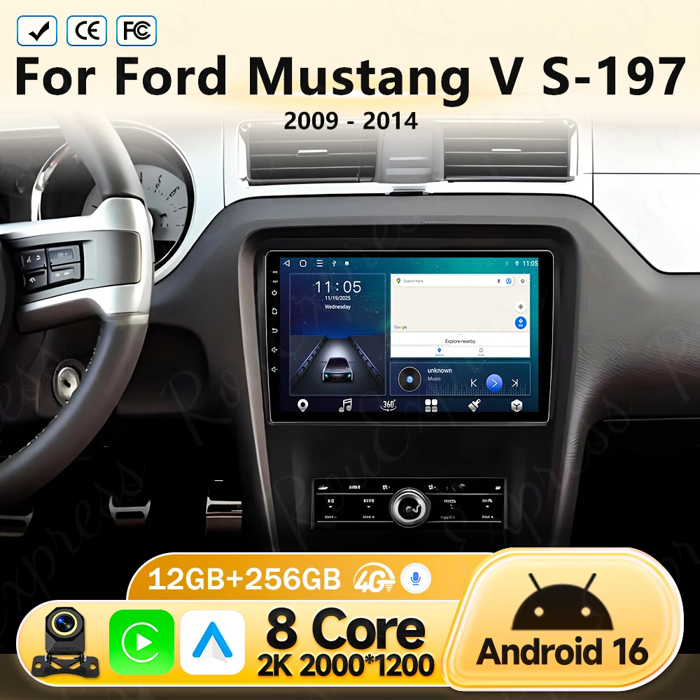 

Android 16 для Ford Mustang V S-197 2009-2014: Мультимедийный экран, радио, CarPlay, GPS-навигация