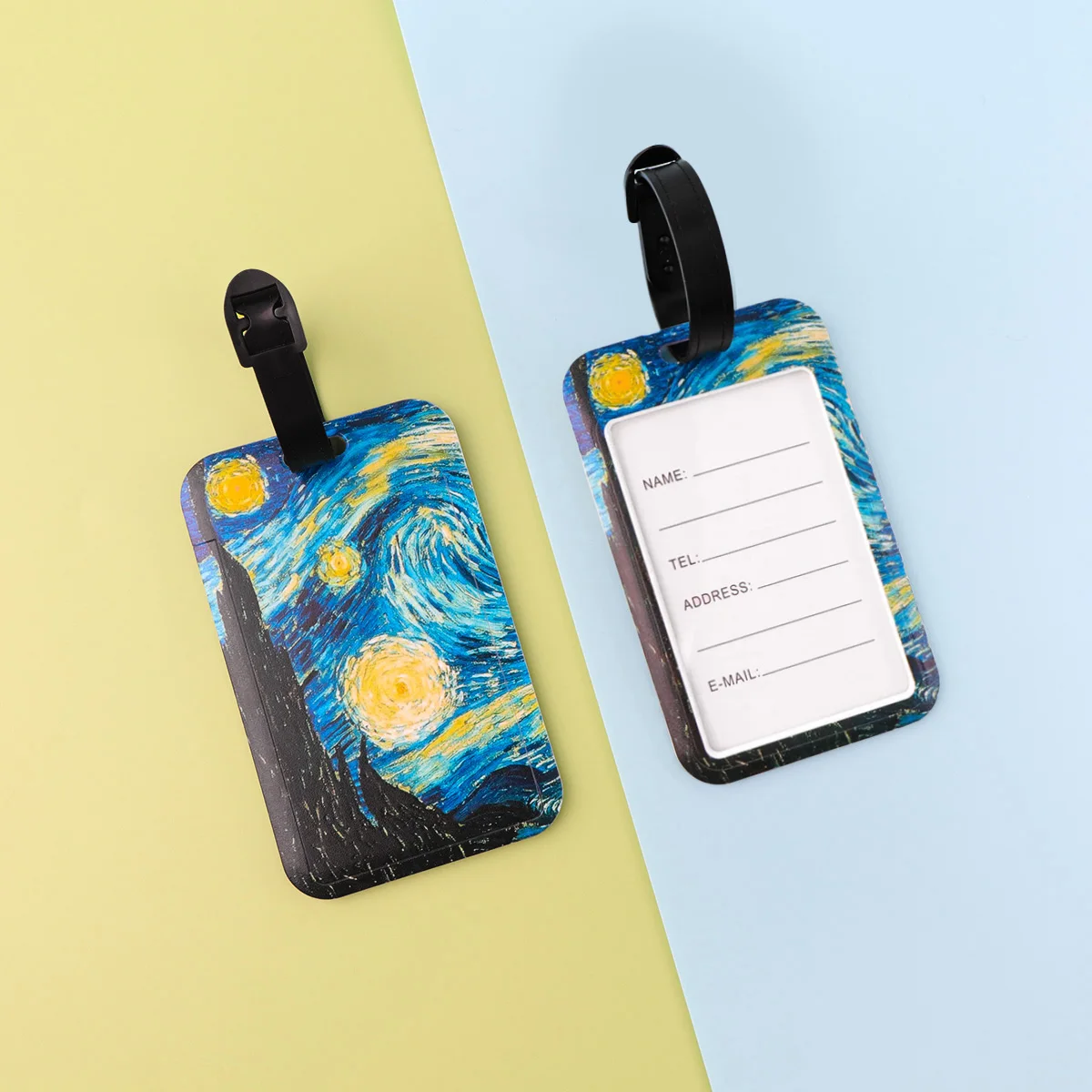 النفط اللوحة البلاستيكية الأمتعة العلامة الفنية حقيبة الظهر مكافحة خسر قائمة حامل بطاقة الهوية موضة إكسسوارات الأمتعة الهدايا