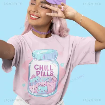 粉彩哥特風酷炫女印花T卹 粉彩哥特風暗黑可愛風夏季棉質服飾 原宿風詭異可愛女巫風上衣 10 最佳銷售 暗黑可愛風服裝 - №1