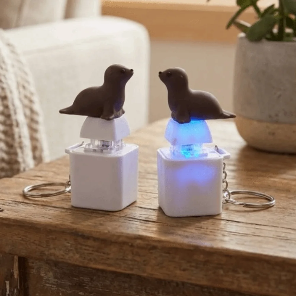 LED Light Animal Glowing Sound Keychain Clicky Sounding Novelty 3D Mechanical Button Click Plastic Cartoon Animal