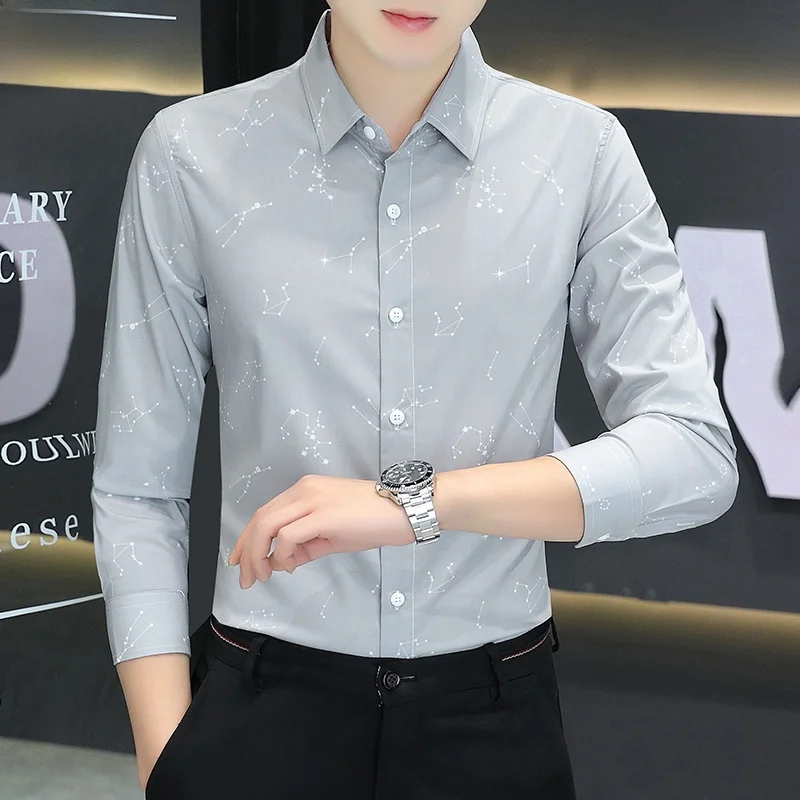 

Men's Slim Fit Long Sve irt Casual Sli Spring Faionable Polyester Blend Waed Button up M Top