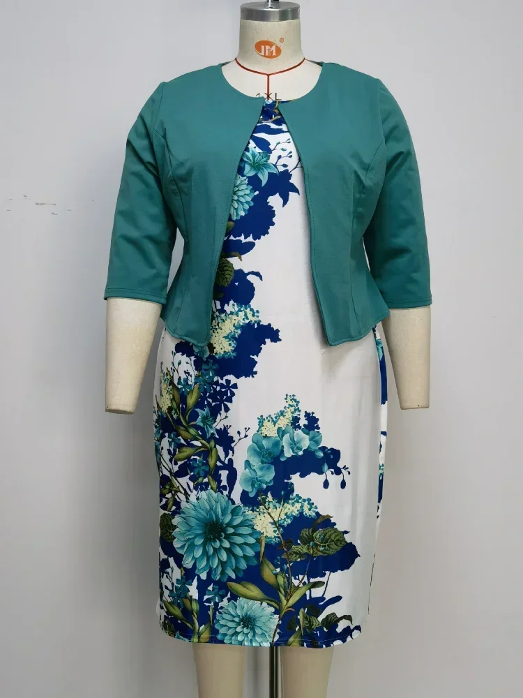 

African Clothes 2XL-6XL Christmas African Dresses for Women Fall Winter Clothing Femme 2025 Coat + Print Bondycon Dress