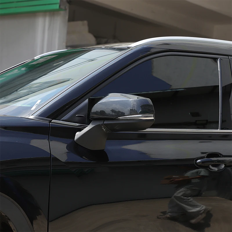 Nakładki na lusterka boczne z włókna węglowego ABS do Toyota Highlander 2022, naklejki, akcesoria samochodowe