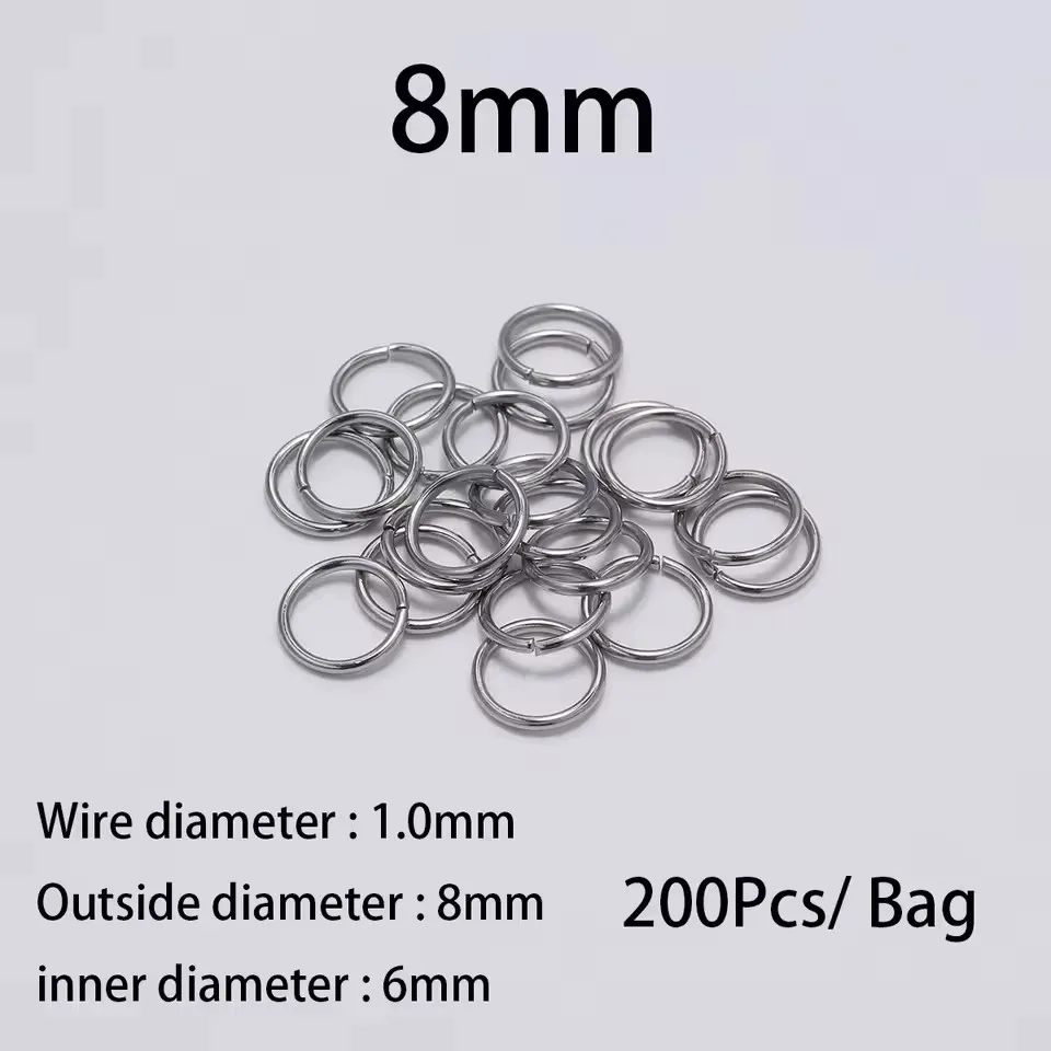 200 stuks 3-10mm roestvrijstalen splitringen, open enkelvoudige lussen, jump rings, connectoren voor DIY sieraden maken, fournituren en accessoires
