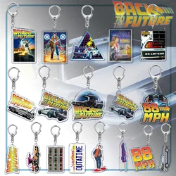 Movie Back To Future Keychain for Accessories Bag Art Vintage Pendant Key Chain Ring Love Pug Keychains Jewelry Christmas Gift