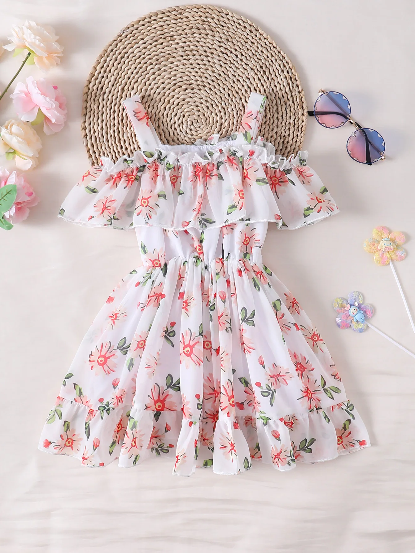 Frühlings- und Sommerkleid mit niedlichem Blumenmuster für Babys und Kleinkinder