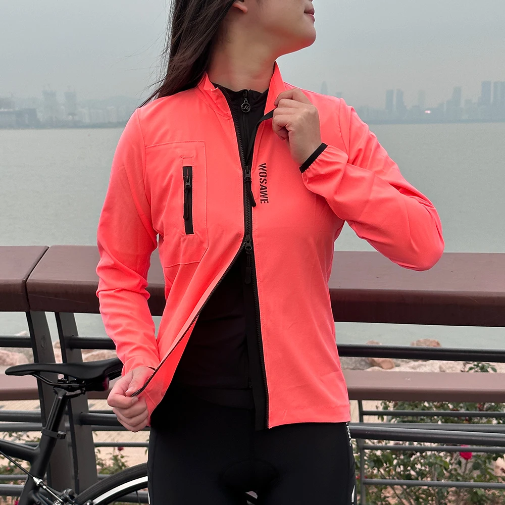 WOSAWE Women Cycling Jackets Cycling Tops Riding Bike Windproof MTB Coat Reflective Jacket