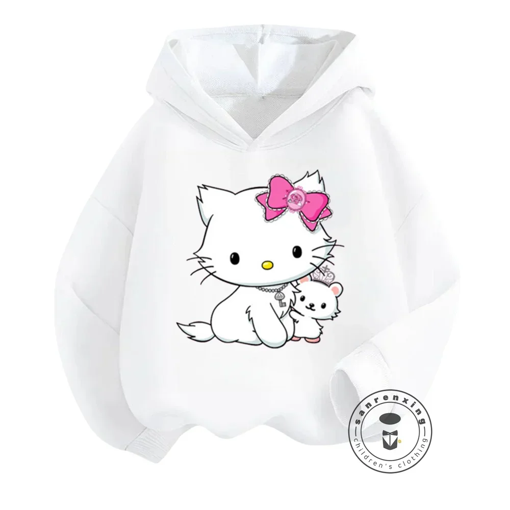 Japanese Hello Kitty Cartoon Sweatshirts for Kids Featuring Soft Long Sleeves Anime Characters Comfy Autumn Winter Essentials