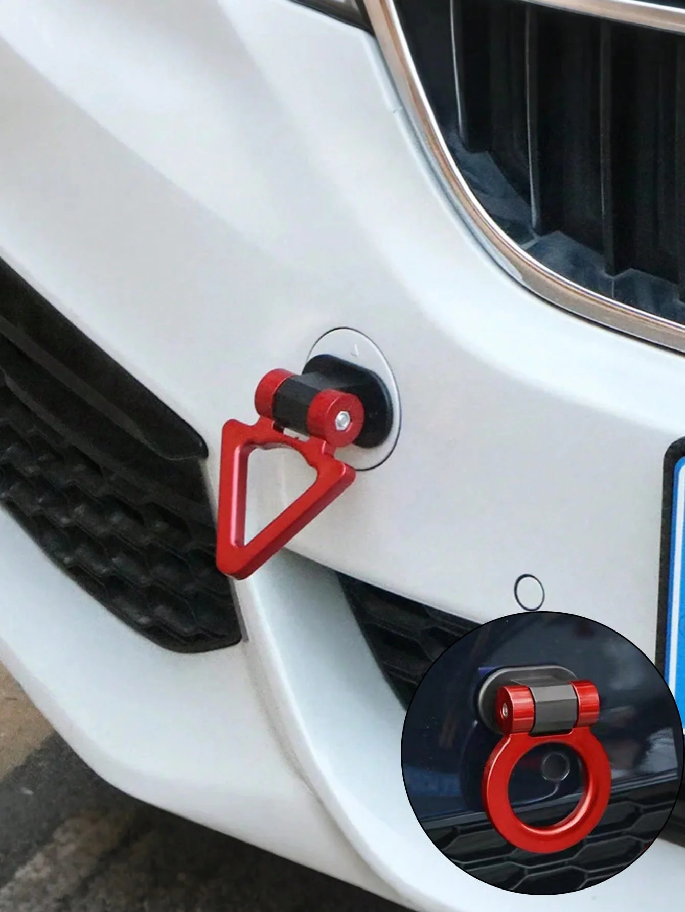 

Универсальный декоративный крюк для прицепа из АБС-пластика, пластиковое кольцо сцепления, U-образная/треугольная конструкция (передний/задний бампер), Insta без сверления