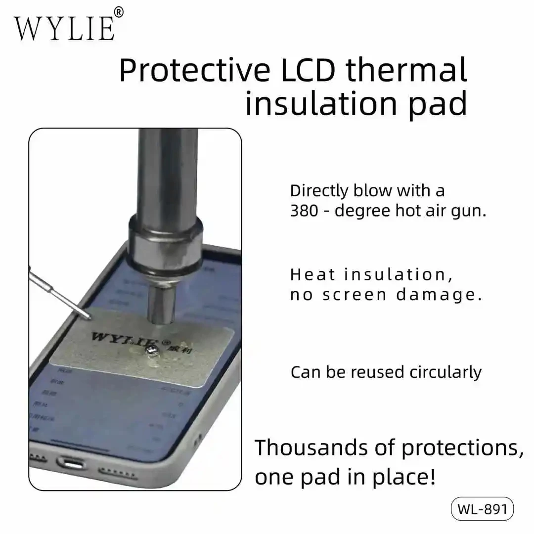 WYLIE WL-891 10 قطعة شاشة LCD منصات العزل الحراري رقيقة جدا 0.3 مللي متر حصيرة مقاومة للحرارة لإصلاح الهاتف قابلة لإعادة الاستخدام