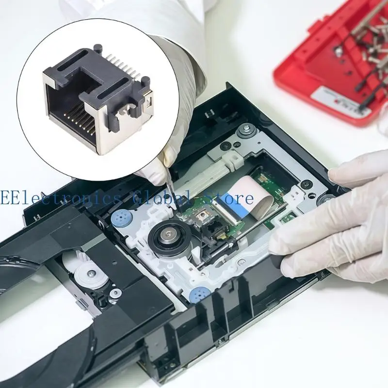 462B 10PCS RJ45 Female Jacks Socket With Gold Plate Contacts And AntiEMI For Routers Switching Industrial Applications