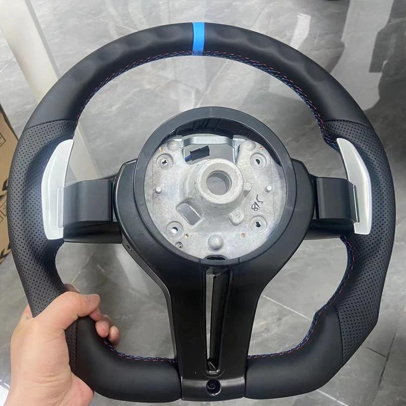 Half-Perforated Steering Wheel for BMW E90 E92 E70 F01 F10 F11 F15 F20 F22 F25 F30 F31 F35 F36 Flat Bottom M Sports with Paddle view 6