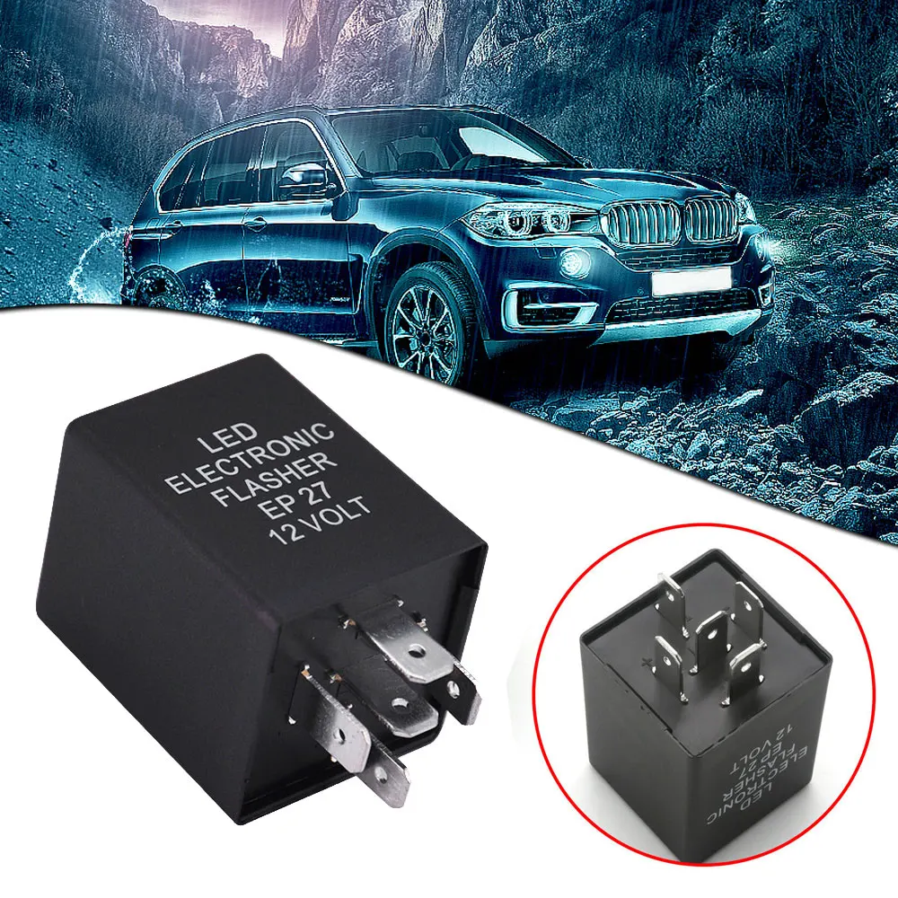 

1Pc Universal 5Pin EP27 FL27 Car Electronic LED Flasher Relay for Turn Signal Bulbs Fix Hyper Flash Issue Car Auto Accessories