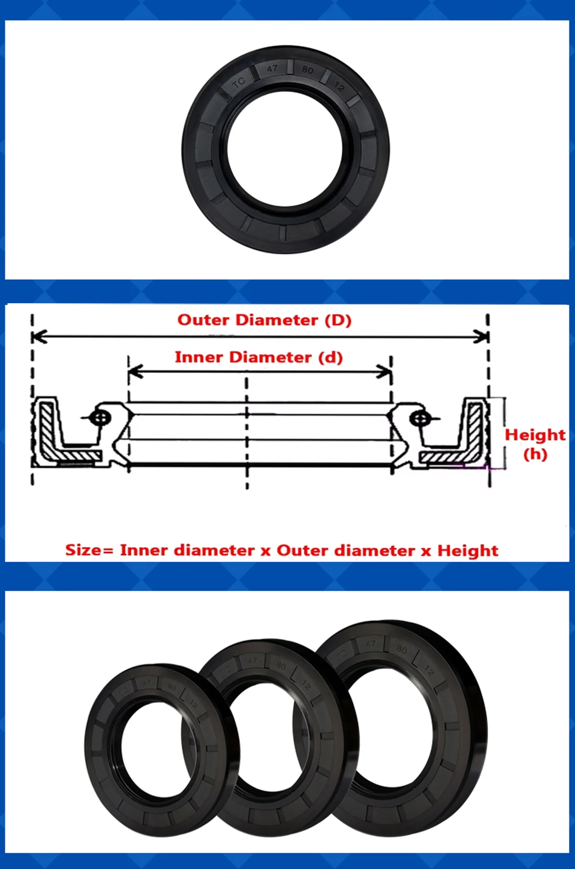 1-5 個ニトリルゴムシャフトオイルシール TC-21/22 ミリメートル * 26/27/28/31/32/33/34/35/36/37/39/40/45/46/52-62 ミリメートル * 4/5/6/7 /8/10/12mm NBR オイルシール