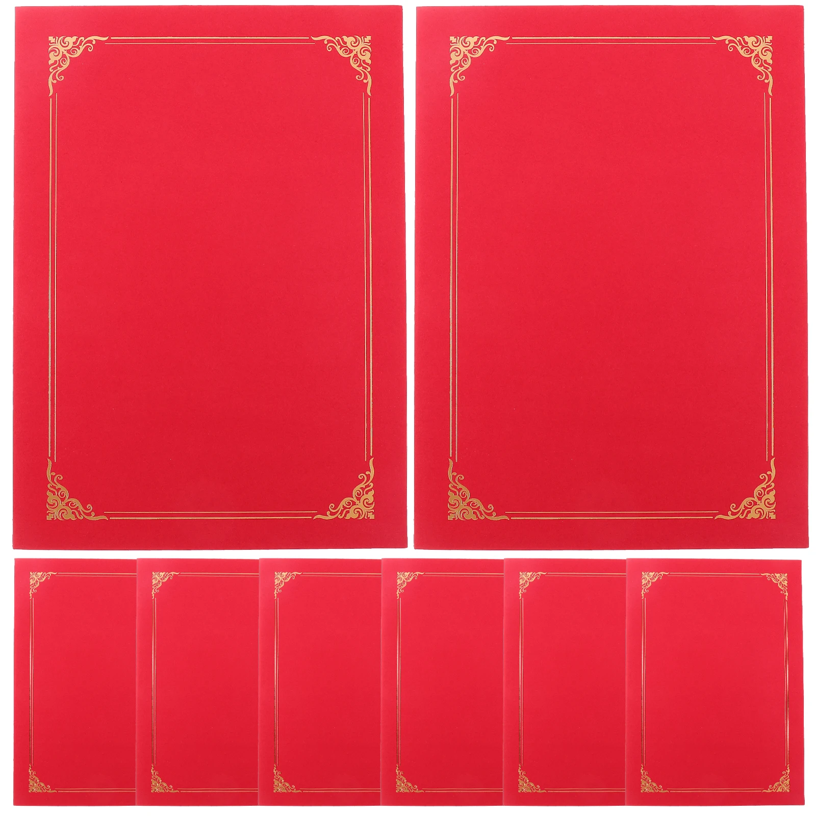 

10pcs Red Certificate Covers Blank Gold Foil Envelopes for Diploma Document Storage Presentation Folder Certificate Holders Long