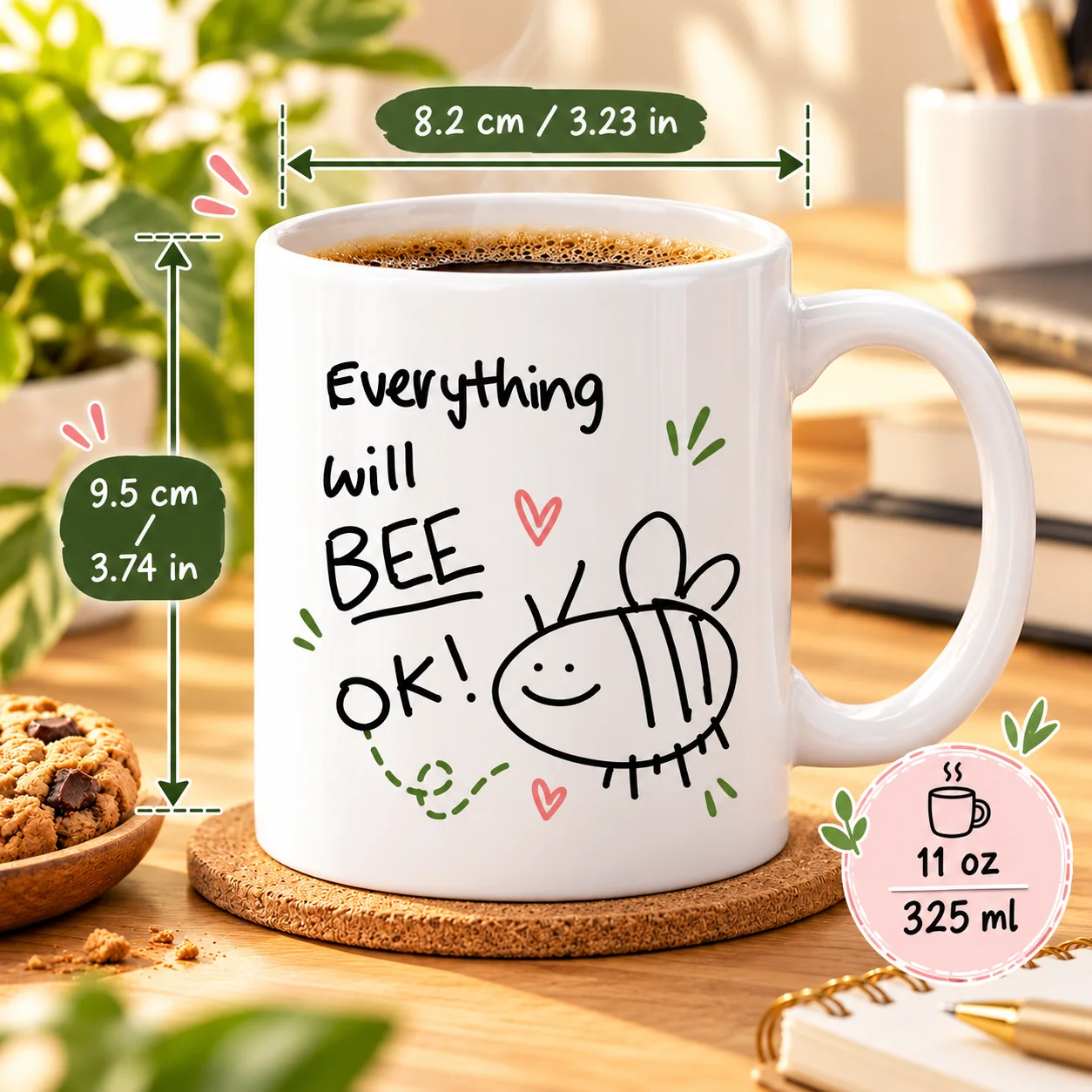 1pc Positive Pun Themed Sublimation Ceramic Coffee Mug, 