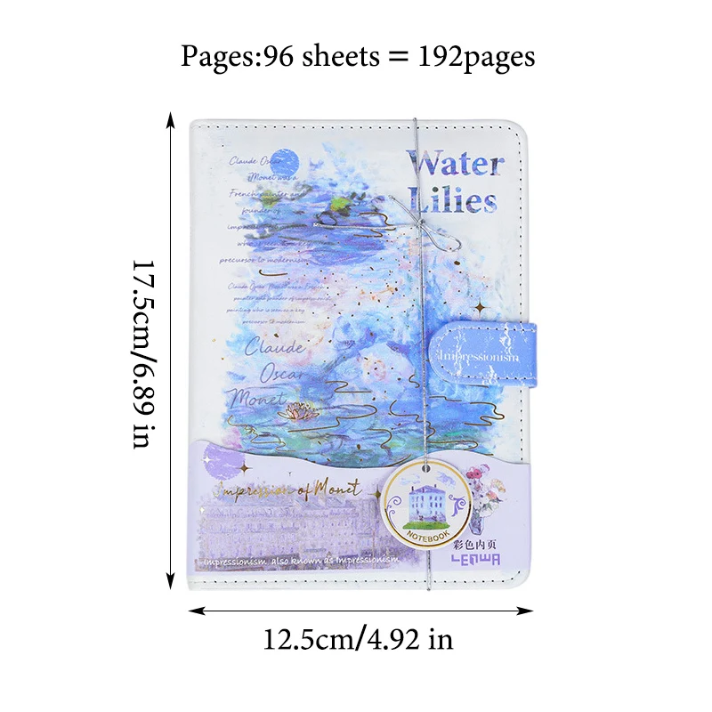 Imagem -06 - Notebook Fivela Magnética Impressionista Famosa Série Pintura Grade em Branco Linha Horizontal Dentro Página a6 96 Folhas por Livro Qp120