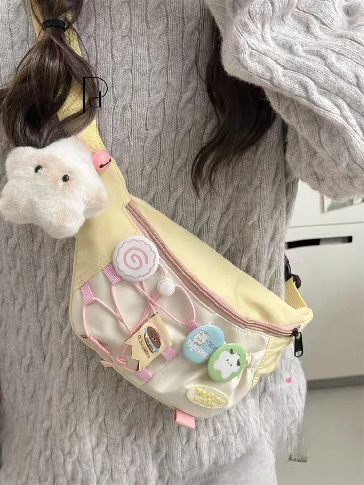 

MBTI Casual Crossbody Bags for Women Japanese Style Cute Fashion Fanny Pack Contrast Color Kawaii Female Luxury Designer Bags