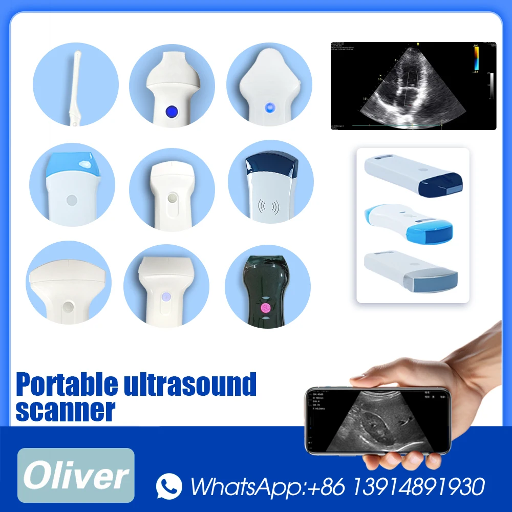 Sonda de Ultrasonido Inalámbrica Multiportátil Opcional, Escáner de Imágenes por Ultrasonido, Maleta Gratuita, Compatible con iOS/Android/Windows