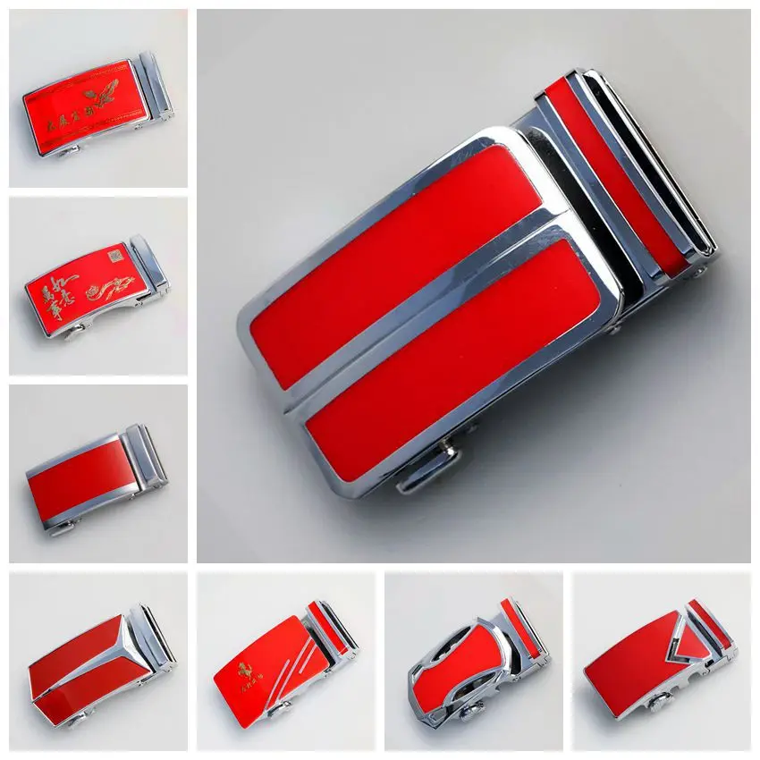 Red Zinc Alloy Automatic Buckle Belt Accessories Classic Casual and Versatile Belt Buckle 3.5cm