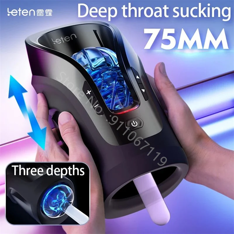 Leten THRUSTING-PRO Automatic 75mm Telescopic Vibrator High Speed Male Masturbator Sucking Machine Masturbation Sex Toys For Men