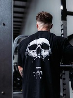 Chris Sports Loose Cotton Short Sleeved T-shirt for Men and Women Fitness Training American Skull Shoulder Drop Top