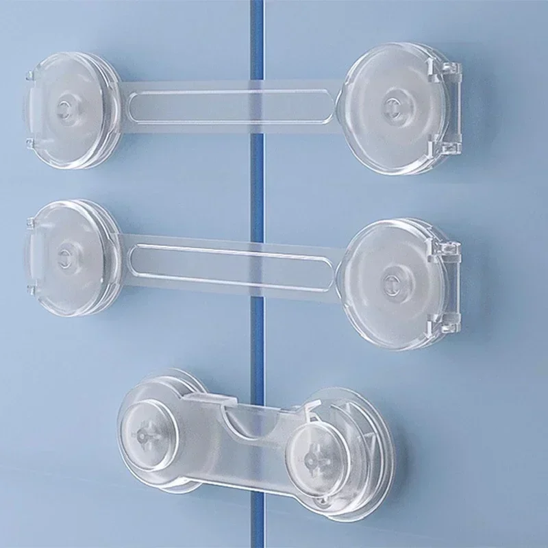 

Transparent Adjustable Child Safety Cabinet Locks, No Drill Self Adhesive Baby Proof Drawer Fridge Door Latches Anti-Open Toddler Furniture Security Lock