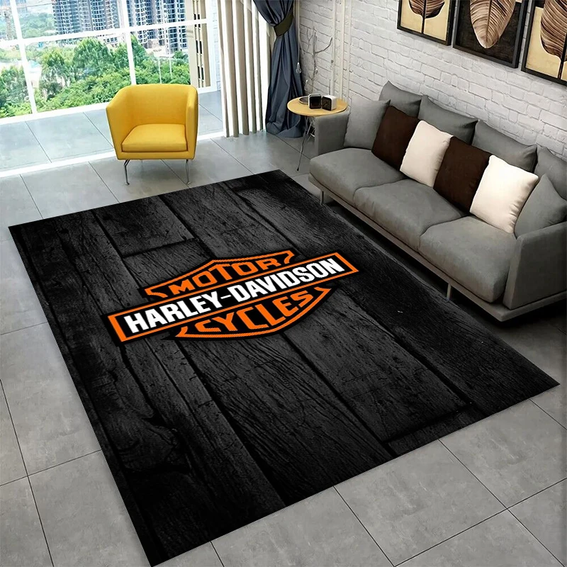3D Retro H-Harleys Racing Car MOTO Carpet Rug for Home Living Room Bedroom Sofa Doormat Decor,Area Rug Non-slip Floor Mat Gift