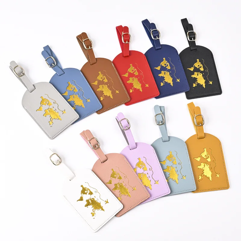 

Thicken PU Hot Stamping Map Print Luggage Tags Boarding Pass Luggage Tag Suitcase Name Label Travel Tags Travel Accessories