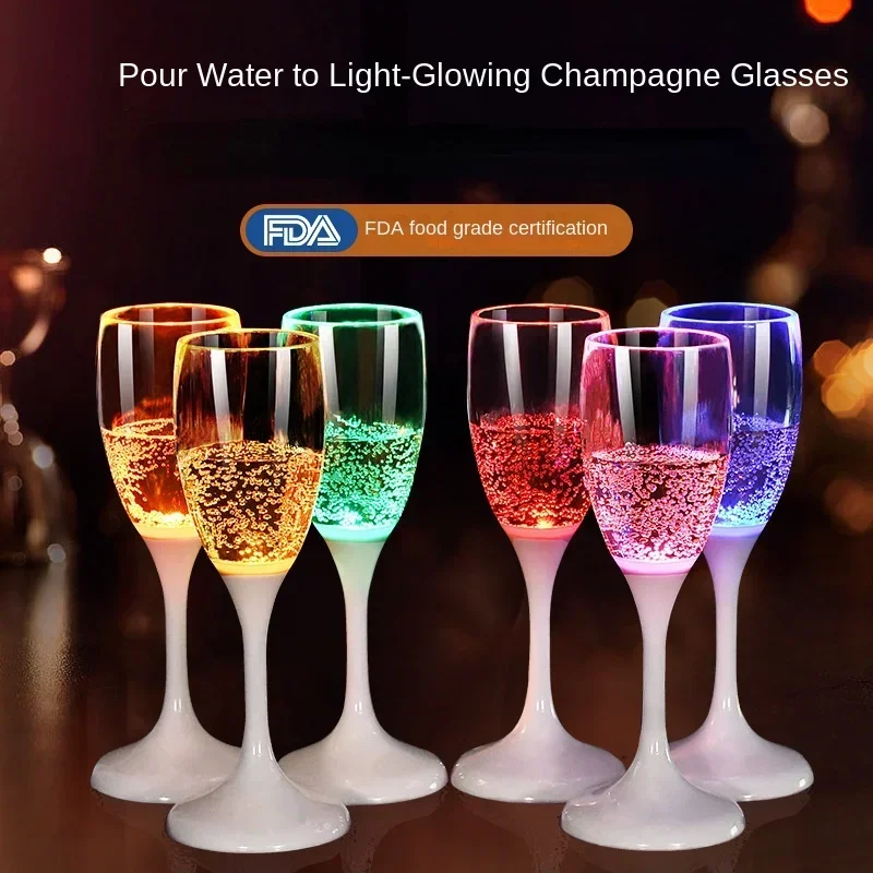 

LED luminous glass with water bright atmosphere champagne glass food grade new strange creative wine glass Christmas party