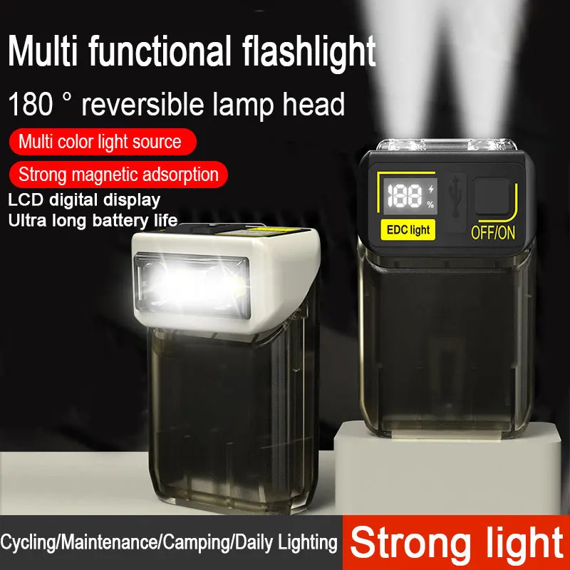 Multifunctional Ajustable Angle Flashlight Super Bright USB Rechargeable Mini Work Light Portable Magnet Emergency Light