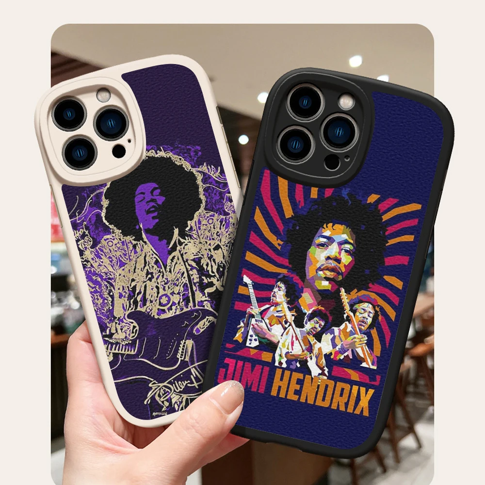 For Iphone13 Guitarist Jimi Hendrix Phone Case for Apple Iphone 13 12 11 Pro MAX MiNi 7 8plus X XS XR Lambskin Protective Covers