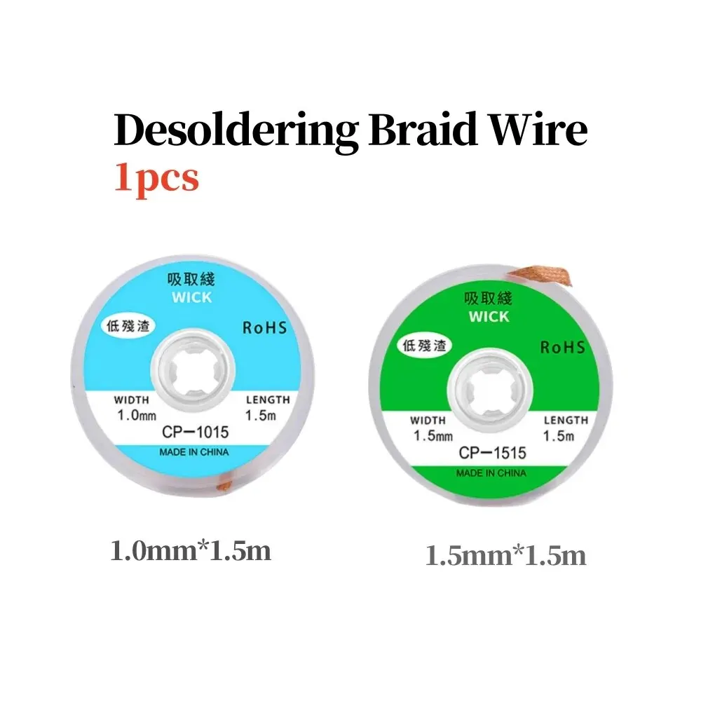 1pcs 1.0-1.5mm Desoldering Mesh Braid Tape Copper Welding Point Solder Remover Wire Soldering Wick Tin Lead Cord Flux