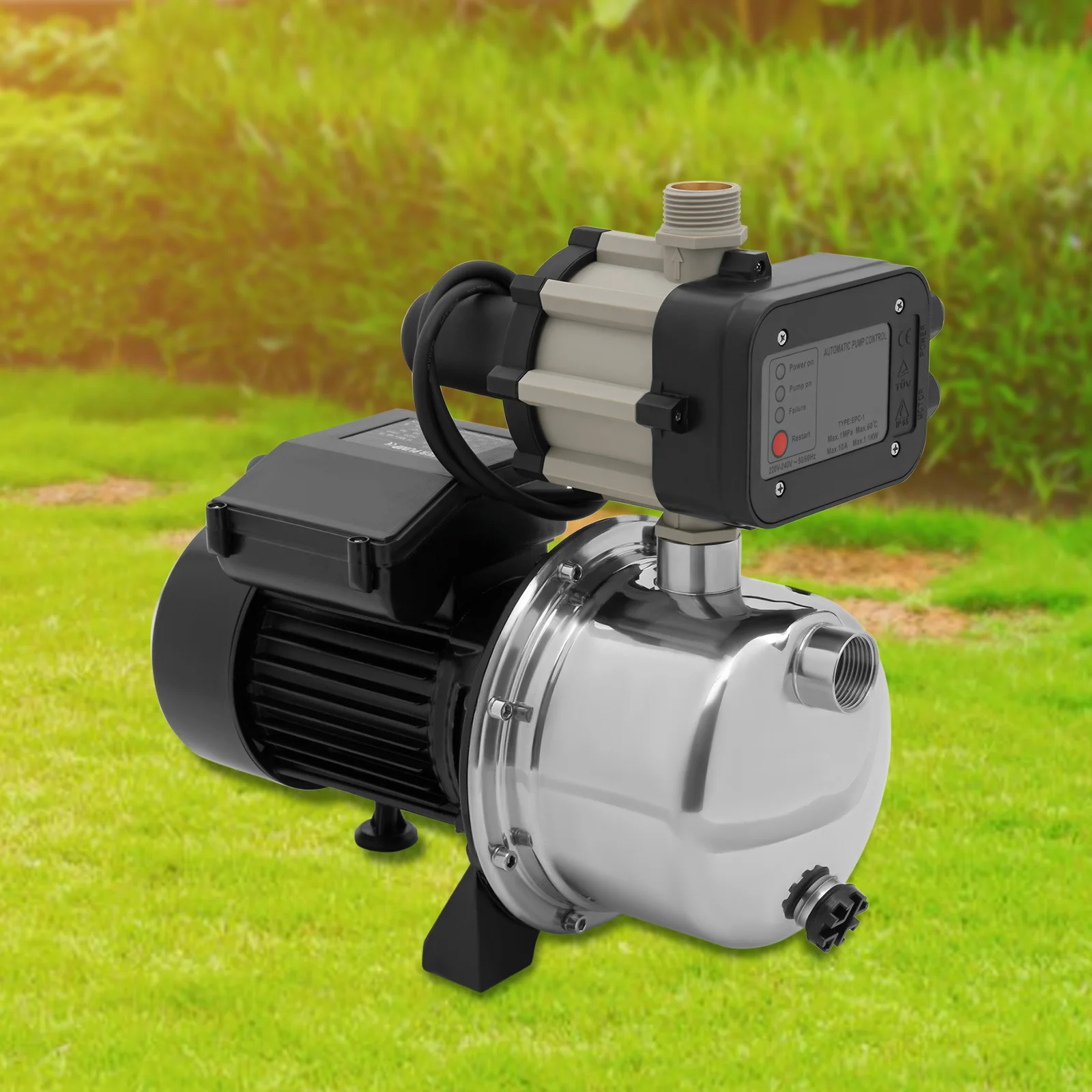 1.5 HP 115V Shallow Well Pump Sprinkler Booster Jet Pump w/Automatic Controller for Garden Lawn Irrigation System Water Transfer