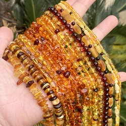 Natural Stone Amber Round Irregular Chip Tube Rondelle Square Loose Beads For Jewelry Making DIY Bracelet Accessories 15