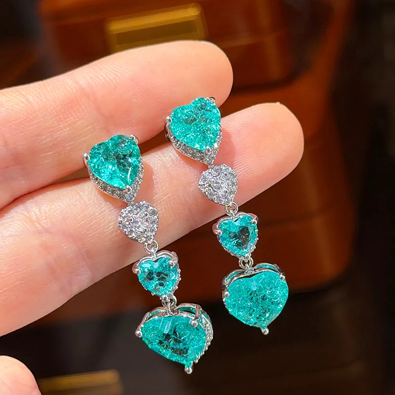 

New Fashionable Flower Fringed Zircon Long Earrings