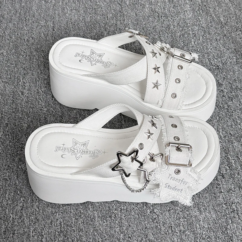 Starlight Party Lolita Original Subcultural Thick Bottom Slippers Spicy Girl Style Sandals Versatile Summer Finger Slippers