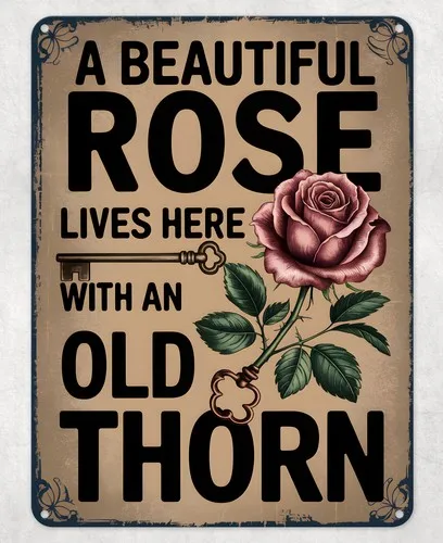 A Beautiful Rose Old Thorn Metal Poster Wall Tin Sign Man Cave Shed Home Plaque --Tin Sign
