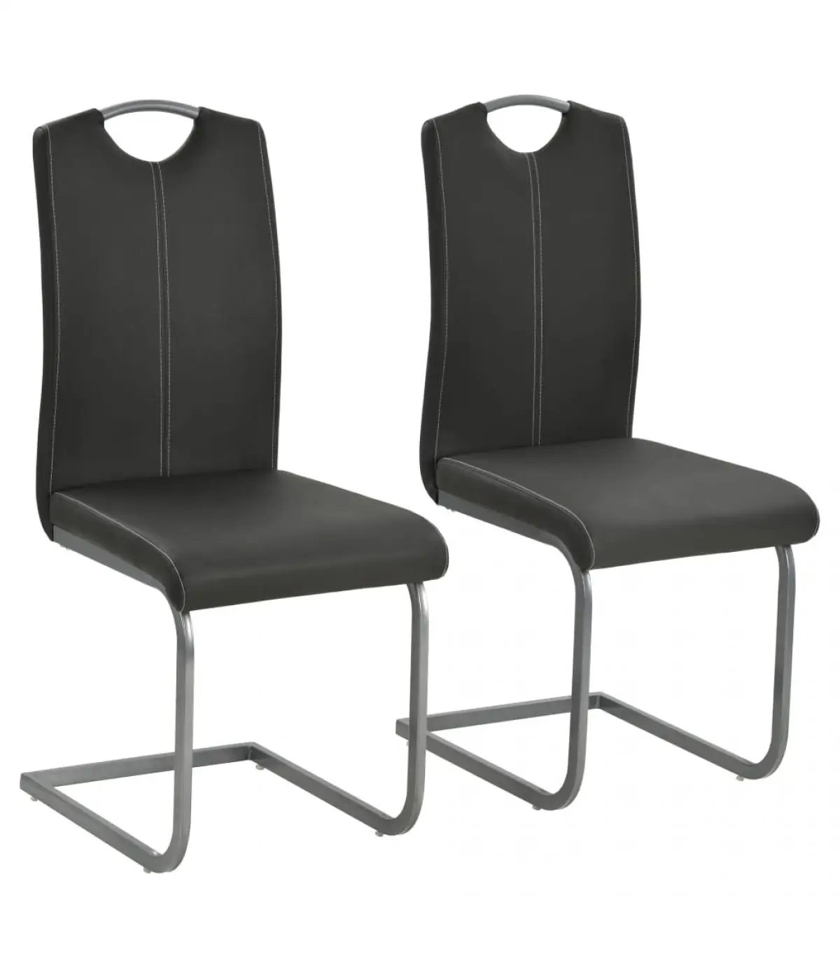 Dining chairs cantilever dining chairs 2 units gray synthetic leather