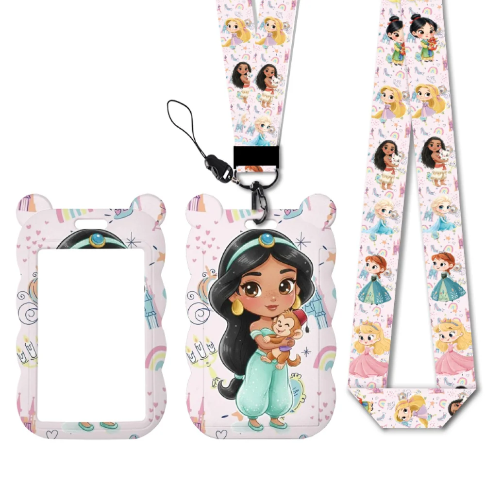 

Держатель для карт Disney Little Princess Kawaii, бейдж для рабочего разрешения с брелоками, держатель для студенческого удостоверения, аксессуары для шнурка для карты.