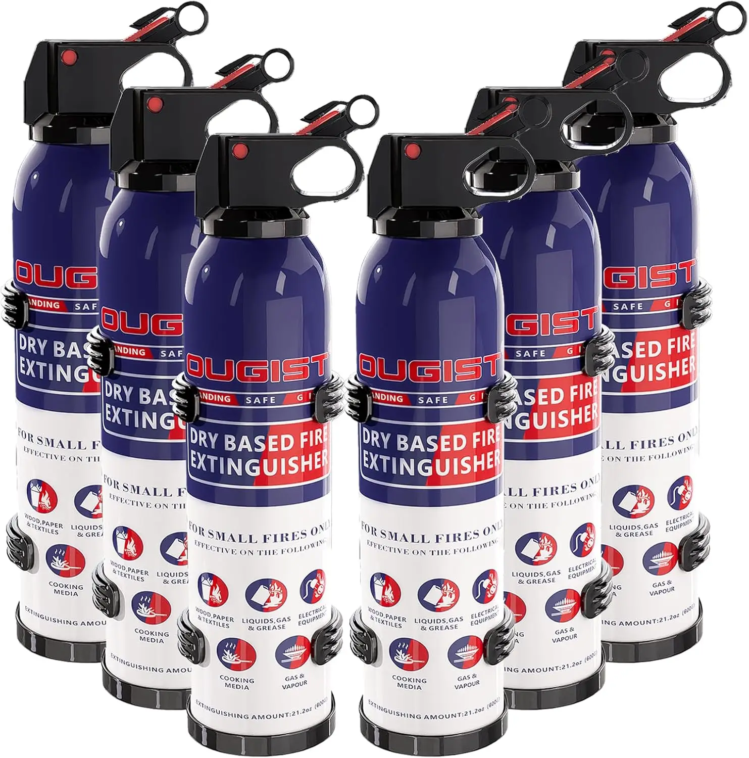 

Compact Fire Extinguisher for Home, Car, Kitchen - Grease & Electrical Fires, Easy to Use (6-Pack)