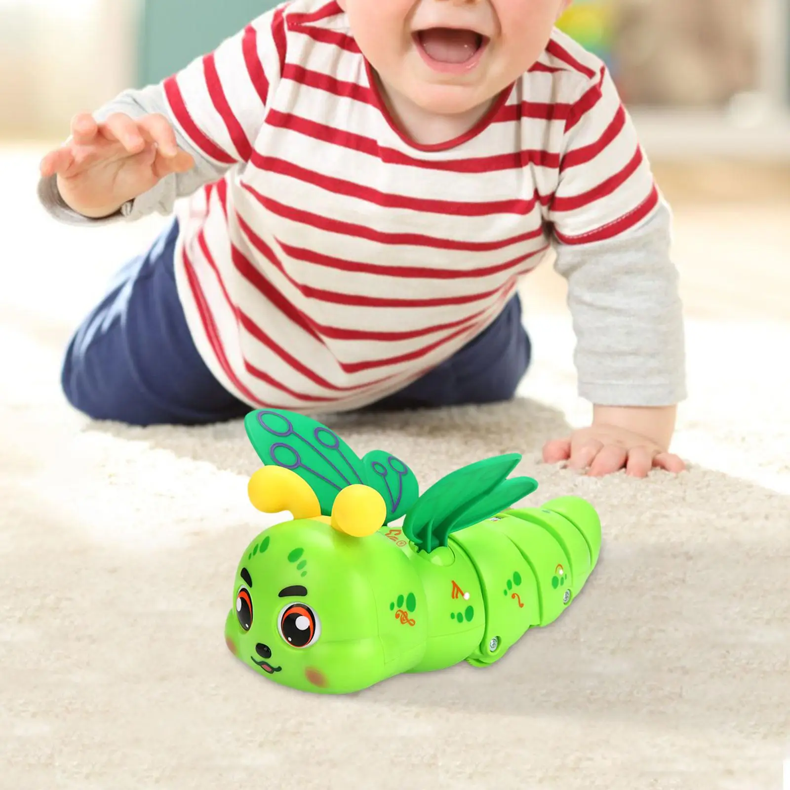 Baby Caterpillar Toy Lovely with Lights Crawling Toy Early Learning Toys Educational for Toddlers Baby Girls Kids Birthday Gifts