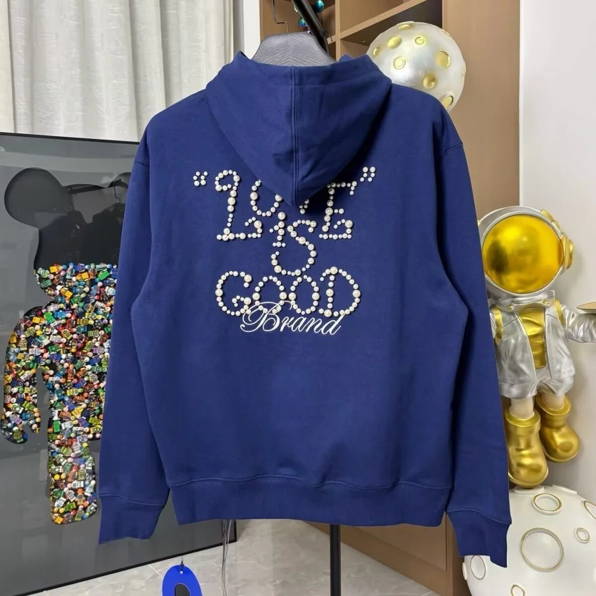 

Американский свободный худи с надписью Pearl Slogan, осенне-зимний повседневный свитшот с длинным рукавом и круглым вырезом, полиэстер, хлопок