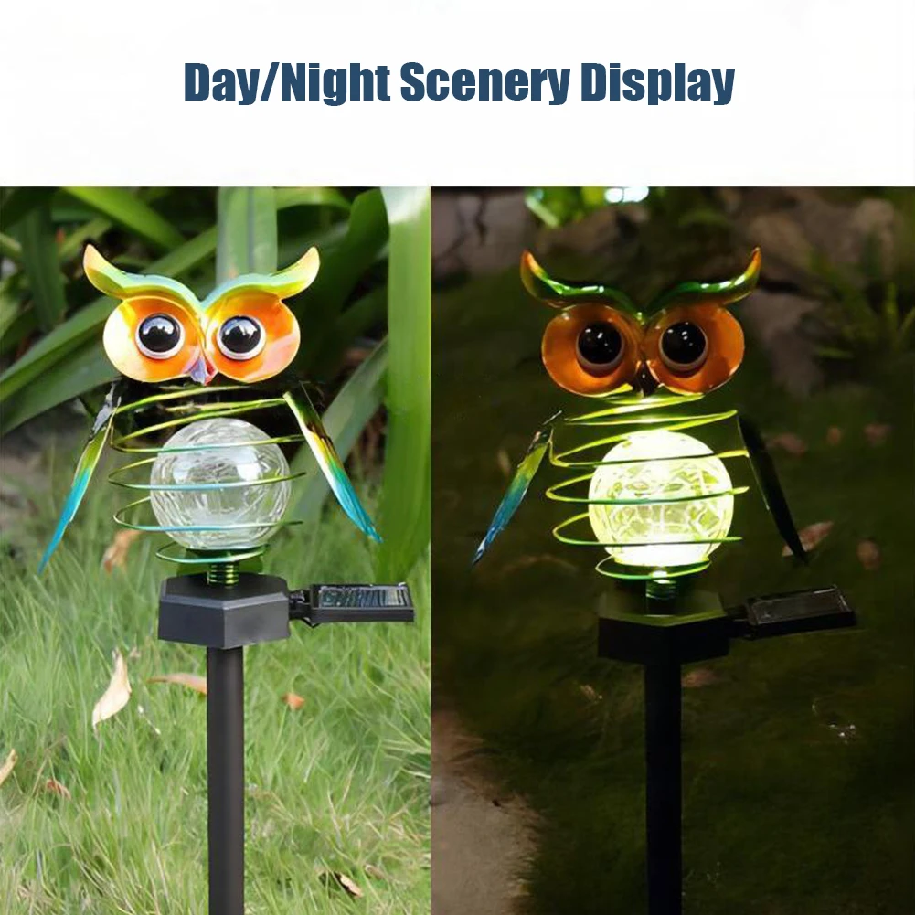 Outdoor LED Light Waterproof Solar Powered Garden Light Large Eyes Owl Shape Lawn Lamp Yard Ornament Decoration Lanterns