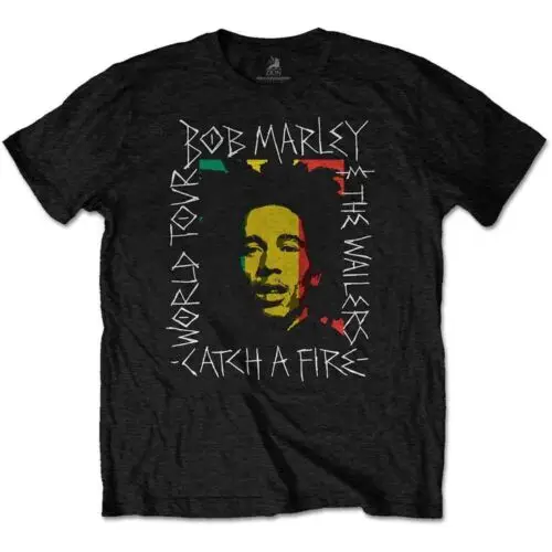 Bob Marley Rasta Scratch T-Shirt Black New