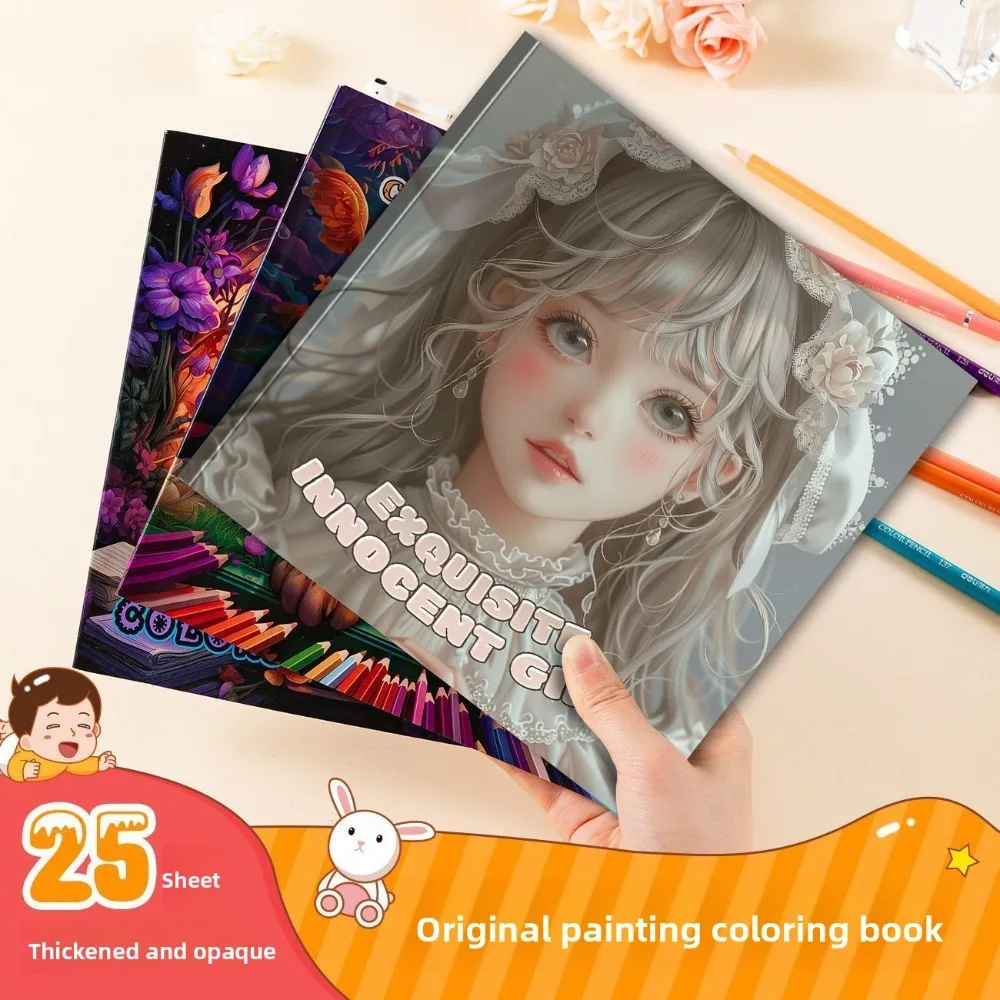 Anime Girl Character Hand Drawn Coloring Book DIY Color Graffiti Art Stress Relief Creative Painting Drawing Book