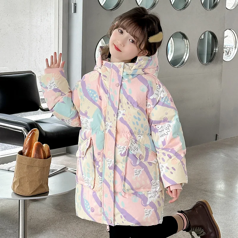 New Girls Boys Down Cotton Jacket Winter Coats Children Clothes Hooded Windbreaker Coat For Kids 3-12Years Cotton Warm Outerwear